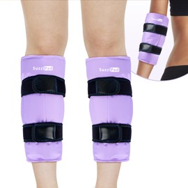 SuzziPad 360° Cold Pack for Calf, Shin, Arm & Elbow – Ice Wrap with Dual-Cover Design, Adjustable Velcro Straps, Leakproof & Reusable Cold Compress for Post-Workout Recovery (2 Packs), Purple