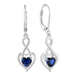 CARICY 925 Sterling Silver Infinity Dangle Earrings for Women September Sapphire Birthstone Leverback Earrings Anniversary Birthday Christmas Jewelry