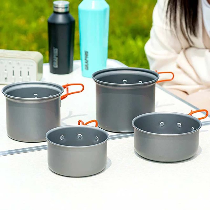 GRAPHIS GR-1002 Aluminum Outdoor Cooker Set of 4, Silver