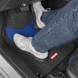 Motor Trend FlexTough Blue Floor Mats for Cars & Cargo Mat Full Set - All Weather Front & Rear Rubber Automotive Floor Mats & Cargo Liner for SUV, Car, & Van - Interior Trunk Mat & Floor Cover