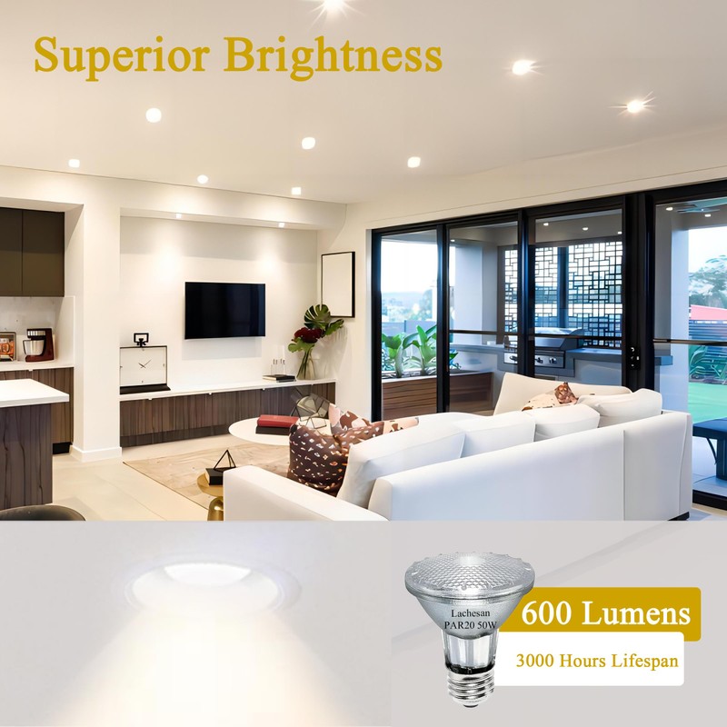 Lachesan PAR20 Flood 50W 120V Flood Light Bulbs, 6 Pcs