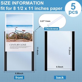 Walquicks Transparent Plastic Magnetic Document Holder, 5 Pack, 8.5 x 11 Inches, Clear Plastic Paper Holder with Magnet Borders