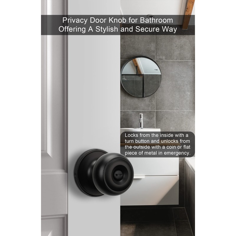 goldenwarm Black Interior Door Knobs, Matte Black Keyless Privacy Door