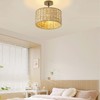 Giutna 13"Rattan Ceiling Light Fixture Flush Mount, 2-Light Boho Rattan