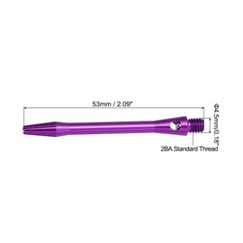 PATIKIL Dart Shafts 48mm/1.9 Inch, 3 Pack 2BA Thread Aluminum Dart Stems Dart Accessories for Steel Tip, Purple