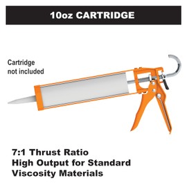 Albion Engineering Company B1 B-Line Manual Skeleton Cartridge Caulking Gun, No Drip, 1/10 Gallon (10oz), 7:1 Drive