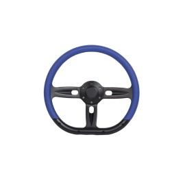 New World Motoring D-Shape 14” Blue Steering Wheel w/ Horn 6-Bolt Metal Half Wrap Car Truck SUV