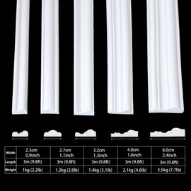 Coengwui Peel and Stick Wall Molding, Chair Rail Wainscoting Panel, Finish Trim for Home Decoration (Paintable White, 9.8ft x 0.9in)