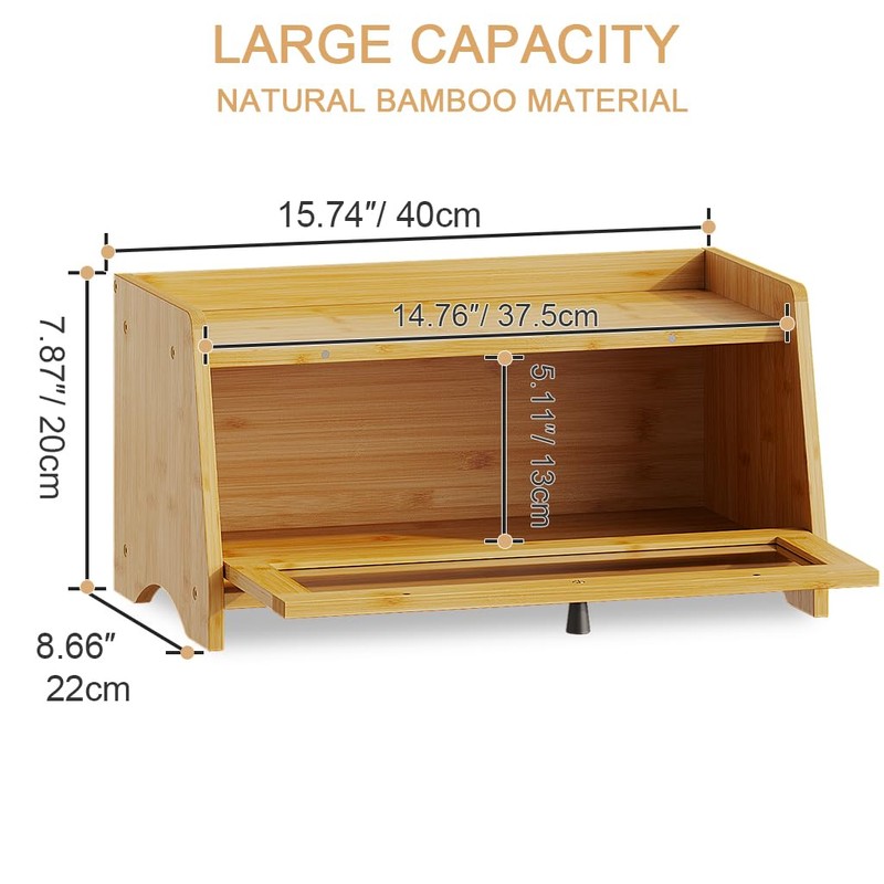 BAMBANG Bread Box for Kitchen Countertop, Bamboo Bread Box for