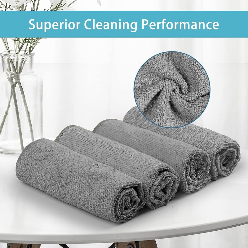HOMEXCEL Grey Cleaning Rags 5 Pack, Highly Absorbent Microfiber Cleaning
