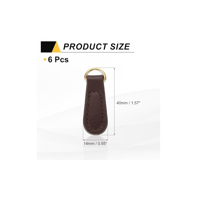 sourcing map 6pcs Zipper Pull 1.57-in Leather Zipper Head Handle