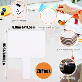 Acrux7 25 Pack Dry Erase Paddles 9"x6.9" Handheld Whiteboard Paddles, Double Sided White Board Paddles, Small Dry Erase Answer Paddles for Classroom, Auction, Office, Meeting, Party