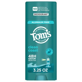 Tom'S Of Maine Desodorante Natural Sin Aluminio Clean Coast De Tom'S Of Maine Para Mujeres Y Hombres | Se Aplica Transparente | Protección Contra El Mal Olor Y La Humedad | In 3,25 Onzas (Paquete De