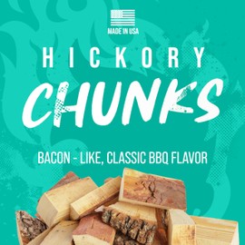 FOGO Hickory Wood Chunks for Grilling and Smoking, Classic Bold BBQ Flavor for Charcoal and Gas Grills, Made in USA, 3.85 lb Bag, 4-Pack