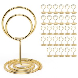 UMETDO 30PCS Table Number Holders Place Card Holder - Photo Holders for Tables, Cards Stand Name Menu Clips,Small Table Sign Holders for Wedding Anniversary Birthday Party (Gold)