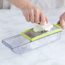 Wahei Freiz ME-7290 Slicer Set, Stainless Steel Slicer, Julienne Slicer, Grater, Safety Holder, Storage Case Included, Vitamin Island