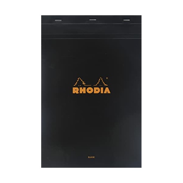 Rhodia Staplebound Notepads - Blank 80 Sheets - 8 1/4 x 12 1/2 in. - Black Cover