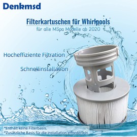 Denkmsd Filter Cartridges for MSpa Whirlpoal, Filter Accessories for MSpa Inflatable Pools, 3 Pieces Filter + Filter Holder Included, Retrofit Set Model up to 2019
