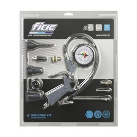 FIAC Inflation Kit for Compressor (including Inflation Gun, 4 Metal Nozzles, 3 Plastic Nozzles, Adaptor) - Working Pressure: 4-8 bar