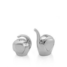 nambe Savanna Collection Elephant Salt & Pepper Shakers | Set of 2 for Home Décor | Measures at 3" x 3" x 3.5" | Made with Nambe Alloy | Designed by Neil Cohen
