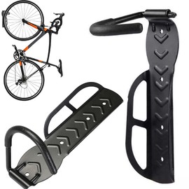 Bakaji Set 2 Staffe Ganci Porta Bicicletta Bici da Parete Muro Staffa Gancio Supporto Pieghevole in Gomma Salvaspazio per Mountain Bike Superficie Antiscivolo in Acciaio per Casa Cantina Garage