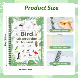 Bird Watching Book Bird Observation Journal A5 Spiral binding Colorful Bird Record Log Birding Journal Notebook Bird CheckList Tracker 126 Pages An Ideal Gift For Bird Lovers Recording.