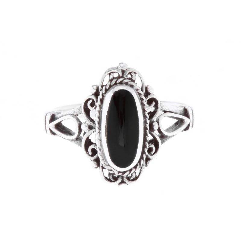 Windalf Alisa Women's Ring 14 mm Silver Ring Black Onyx