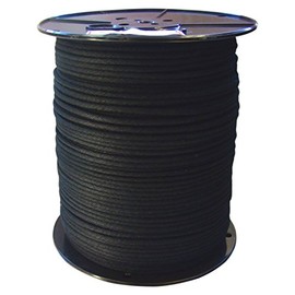 GREAT WHITE ROC360 600' Trick Line/Tie Line, Black, Unglazed, Cotton Cover W/Polyester Core For Added Strength, Theatrical cord, Multipurpose Utility Line, #4 Sash Cord(1/8 inch x 600ft) MADE IN USA