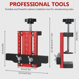 Cabinet Door Installation Positioner, Adjustable Cabinet Hardware Jig, Aluminum Alloy Cabinet Door Mounting Jig, Door Positioning Tool Compatible for Most Cabinet Doors