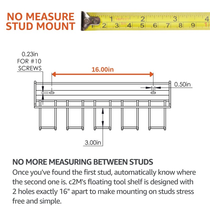 C2M Heavy Duty Floating Tool Shelf & Organizer | Wall
