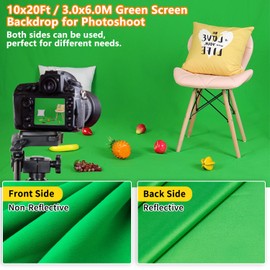 Greenscreen Background Streaming Backdrop 10 X 20 FT for Photography, Chromakey Green Screen Backdrop Background, Large Seamless Green Photo Backdrop Cloth Fabric Curtain for Studio Video Recording
