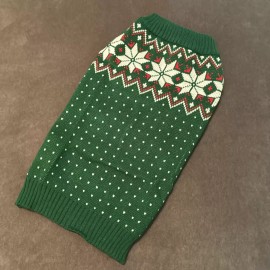 No Brand Dog Pet Holiday Turtleneck Pullover Sweater Green with Snowflakes Size XL NEW