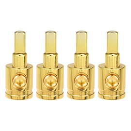X AUTOHAUX 4pcs Amp Input Reducer Copper 0 Gauge Car Stereo Audio AWG Pin Power Ground Wire Reducer Gold Tone