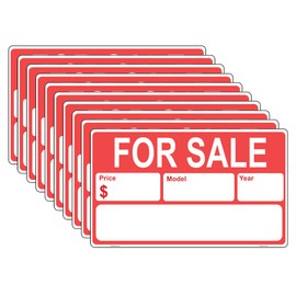 Haobase 10 Pcs Car For Sale Sign Sticker - 25 cm x 15 cm - Self Adhesive Vinyl