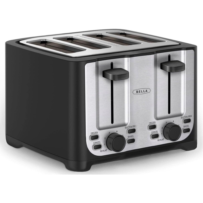 BELLA 4-Slice Toaster - Auto Shut Off, Extra Wide Slots,