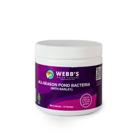 Webb's Water Gardens All-Season Pond Bacteria with Barley Packets - Supports up to 1000 Gallons - 12 Packets for Easy Application - 5 Pounds - Ideal for Clearing Pond Water and Maintaining Fish Health
