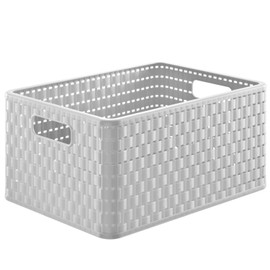 Rotho Country Rattan Effect Storage Box, 18 Litres, Plastic (Polypropylene), Black, A4