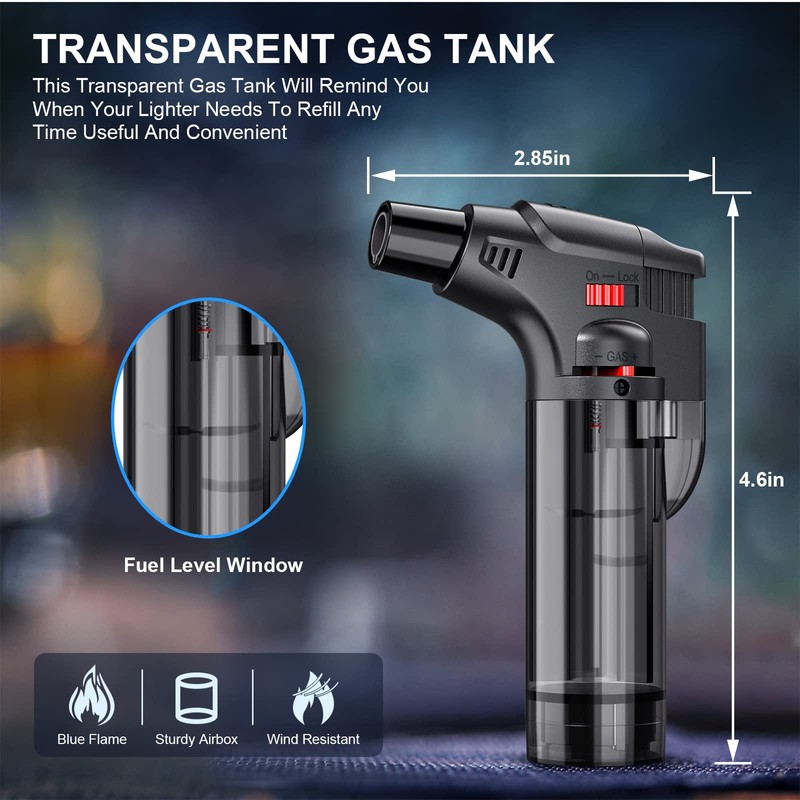 Torch Lighters, 4 Pack, Butane Refillable Jet Flame Torch Lighter,