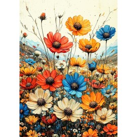 Lxmsja Wild Flowers Diamond Painting Kits for Adults, DIY 5D Full Drill Landscape Diamond Art Kits for Beginners, Peinture Diamant Arts and Crafts for Adults, Home Wall Decor 12x16 inch