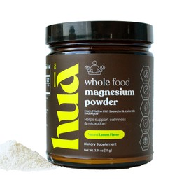 HUA Wellness Whole Food Magnesium Powder (30 Servings) | from Ocean Sea Water & Icelandic Red Algae | Helps Sleep, Brain Function & Heart Health | Lemon Flavor