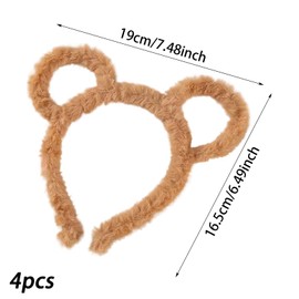 MUNSKT 4 Pieces Bear Ear Headbands, Chipmunk Hair Band, Cute Cartoon Ear Headbands, Suitable for Daily Use, Photography, Cosplay Masquerade, Party, Birthday Party for