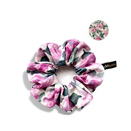 Artistic Oil Painting Scrunchie - 7.1 in （18cm））Extra Large Hair Scrunchie， 17 Hand-Painted Floral Designs, Boho Hair Accessories for Art Exhibitions & Museum Outfits (Blooming Carousel, Queen)