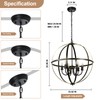 DLLT 6-Light Orb Chandelier, Black and Gold Globe Pendant Lights,