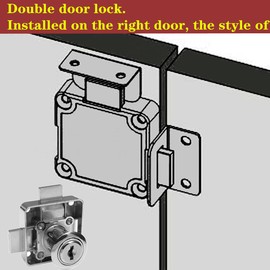 Cabinet Double Door Lock Cabinet Drawer Lock Safety Lock [Keyed Alike] Double Latch Door Lock [Mounted on Right Side Door]. for (3/5"-/15mm -7/8"-/22mm) Door Panels (1 Pack)