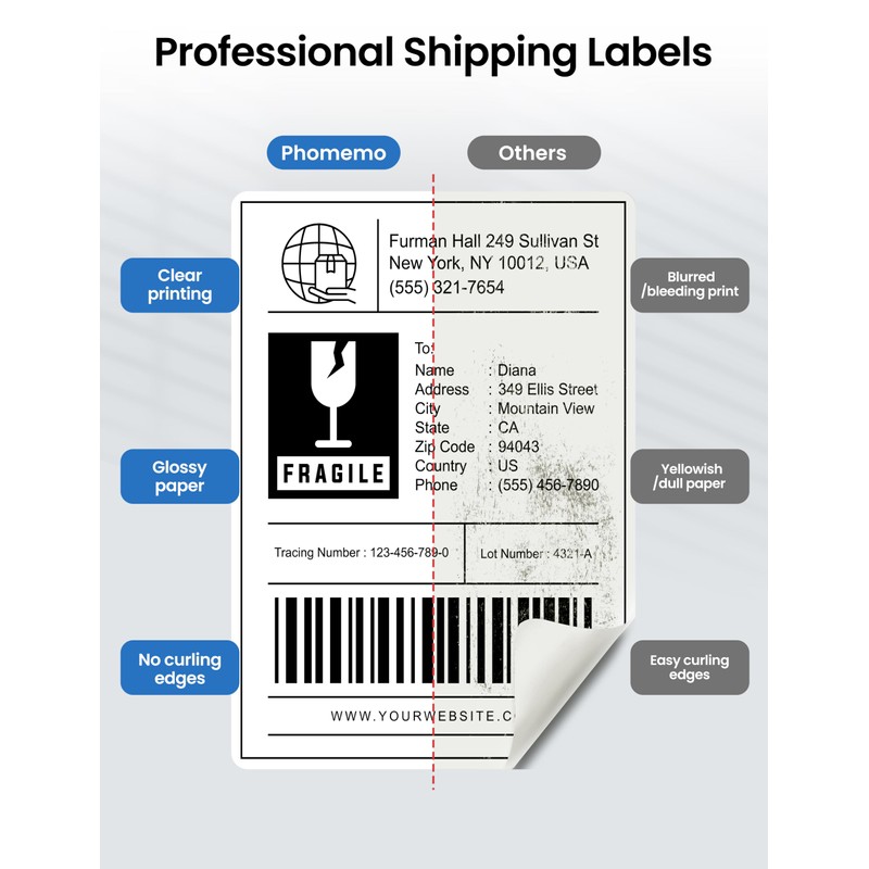 Phomemo 4x6 Shipping Labels for D421R Printer Only, 250 Labels
