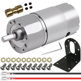 JYUDAUFU DC 12V 107RPM Transmission Micro Motor Electric Reduction Gear with High Torque Centric Output Gear Motor for DIY with Bracket, Spring Wire, Clutch