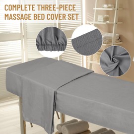 4 Sets Soft Microfiber Massage Table Sheets Set Bulk 3 Piece Set Includes Massage Flat Sheet and Fitted Sheet and Massage Face Rest Cover for Beauty Salon Spa Hair Salon