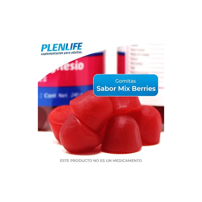 PLENLIFE Gomitas con magnesio sin azúcar sabor mix berries, 50