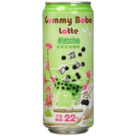 O's Bubble Gummy Boba Latte Canned Bubble Tea Drink With Chewy Boba Pearls (Konjac), 22% whole milk blend, 470ml(15.9 fl oz/can), MATCHA, (Pack of 12)