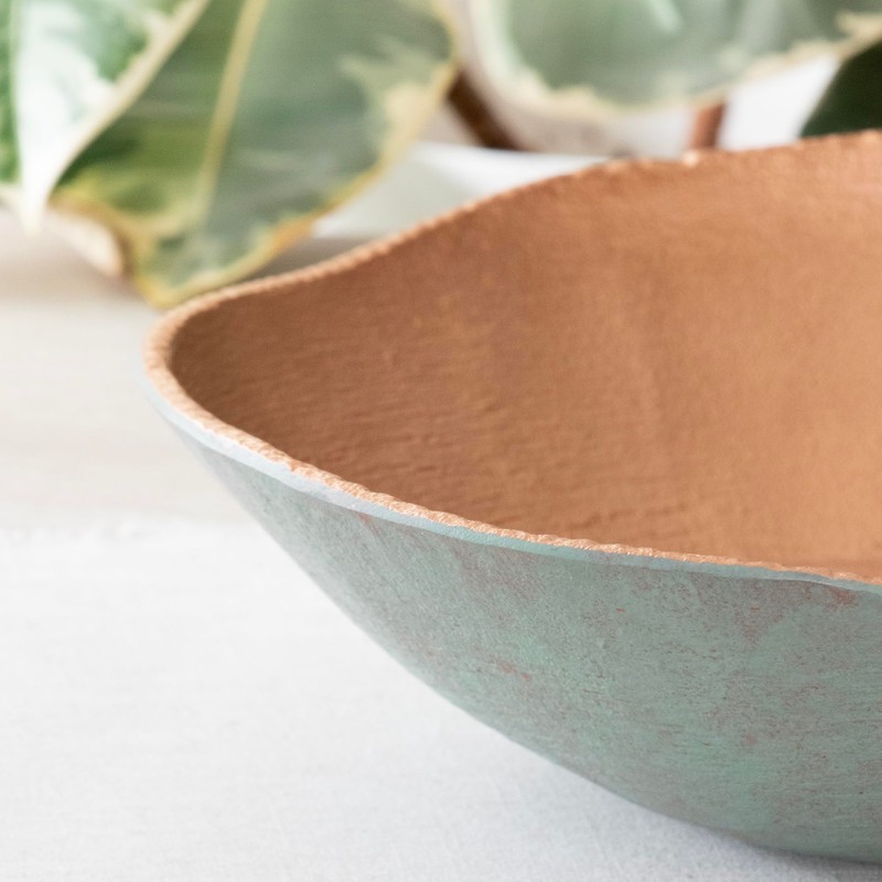 ANDALUCA Cast Metal Extra Large Turquoise Copper Finish Round Decorative